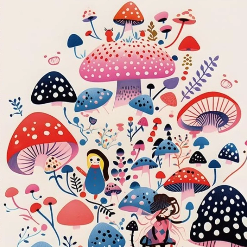 Colorful Mushroom Hardcover Spiral Notebook, New
